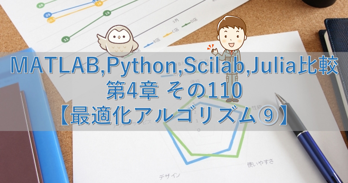 MATLAB,Python,Scilab,Julia比較 第4章 その110【最適化アルゴリズム⑨】